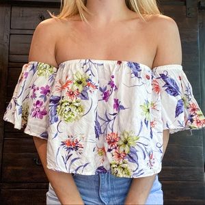 Off-The-Shoulder Floral Crop Top